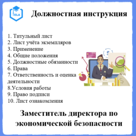 Должностная инструкция: Заместитель директора по экономической безопасности