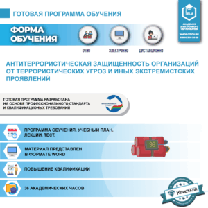 Комплект учебной программы  «Антитеррористическая защищенность организаций от террористических угроз и иных экстремистских проявлений»