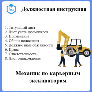 Должностная инструкция: Механик по карьерным экскаваторам