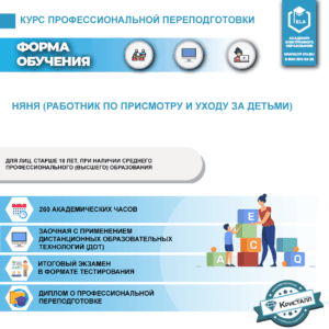 Профессиональная переподготовка: Няня (работник по присмотру и уходу за детьми)