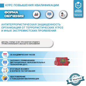 Антитеррористическая защищенность организаций от террористических угроз и иных экстремистских проявлений