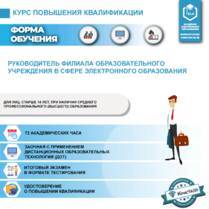 Руководитель филиала образовательного учреждения в сфере электронного образования  (повышение квалификации)(ПД-ПК-14)